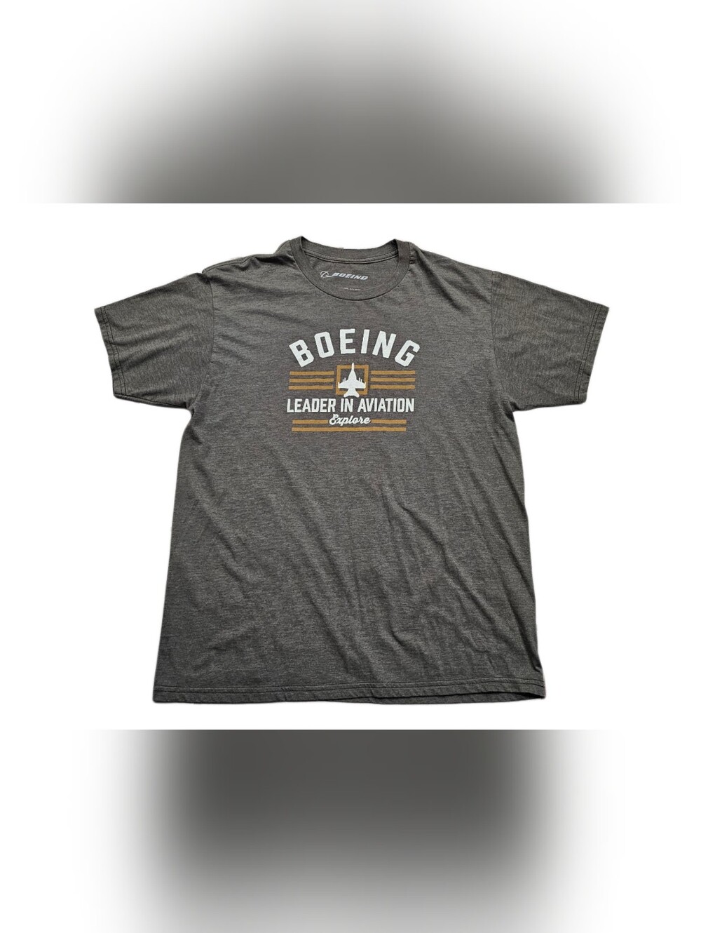 Boeing T-Shirt Men Large Leader in Aviation Explore Airplane Fighter Jet Tee